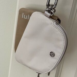 Lululemon White and Tan Mini Pouch Dual Pouch Wristlet